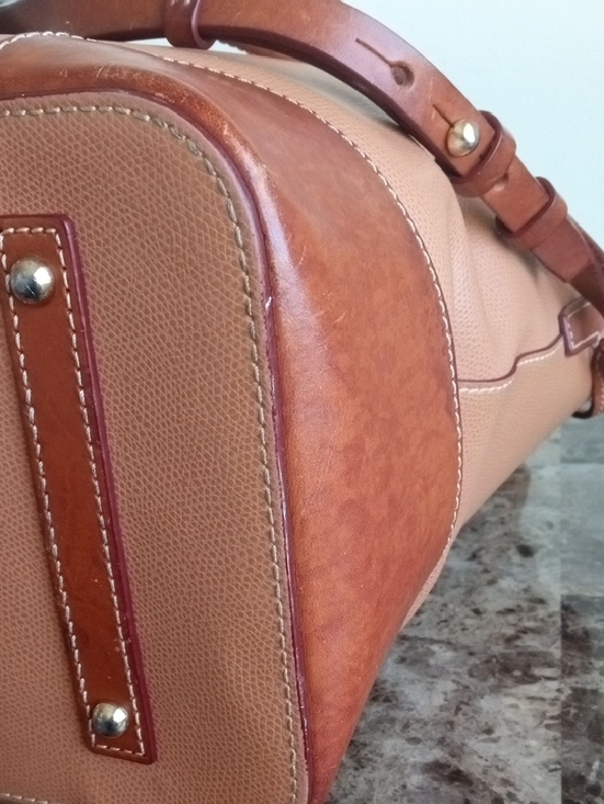 Dooney & Bourke Tan and Brown Pebbled Leather Tote - Picture 5 of 12